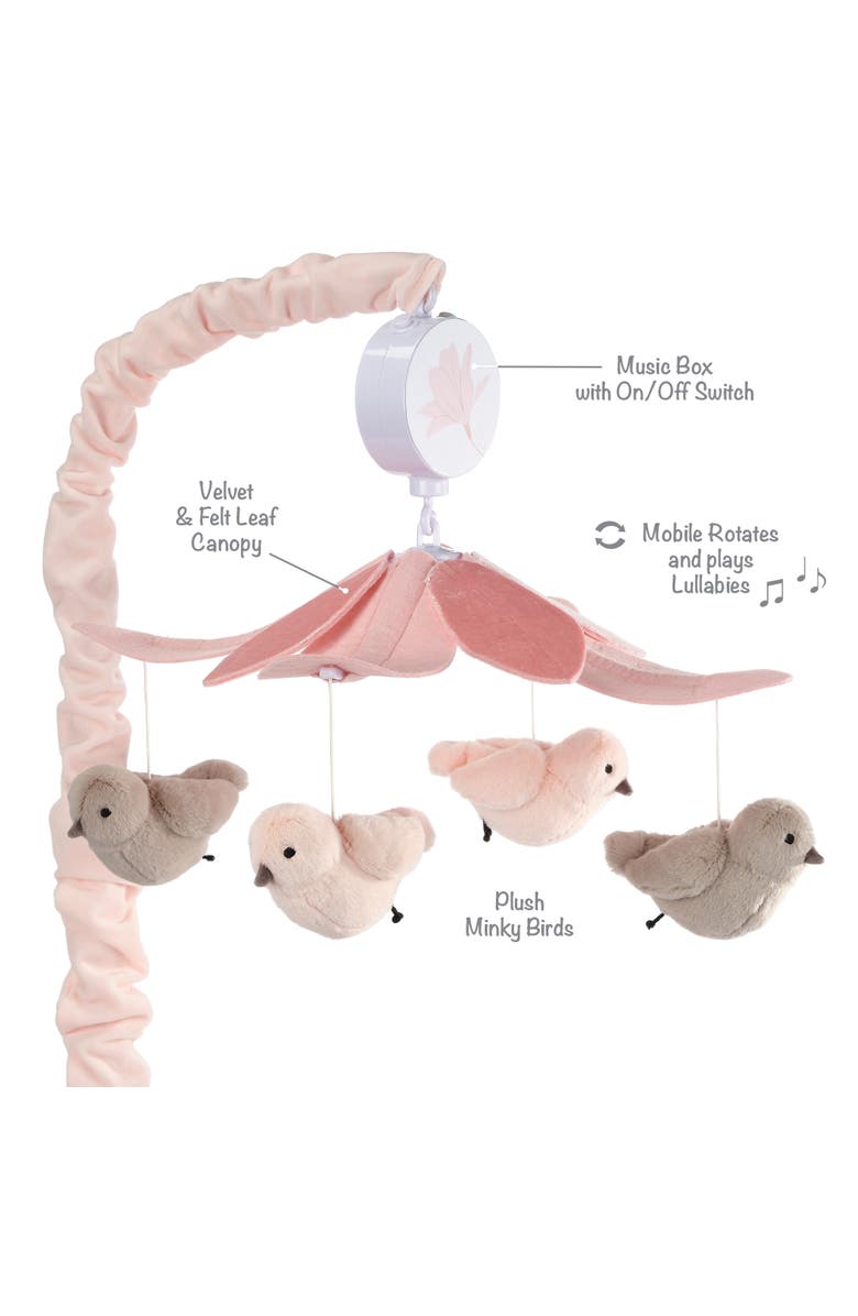 Lambs & Ivy Petals Birds Musical Baby Crib Mobile Soother Toy, Alternate, color,