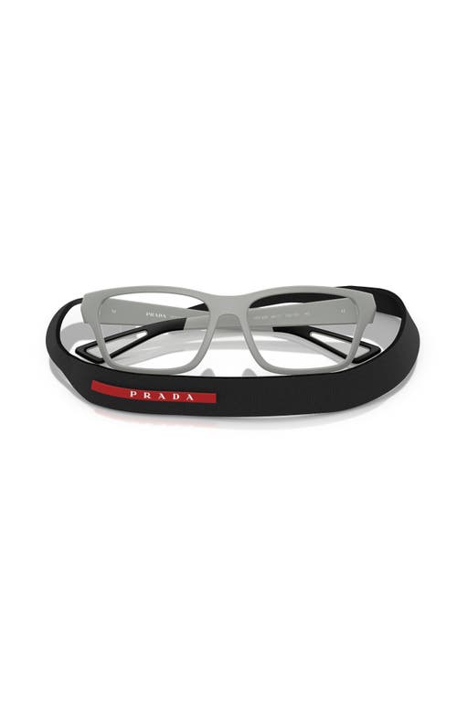 Prada Linea Rossa 56mm Rectangle Optical Glasses In Gray