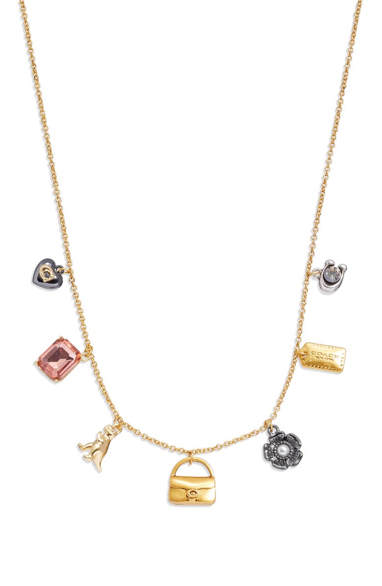 COACH Bag Charm Necklace, Main, color, 