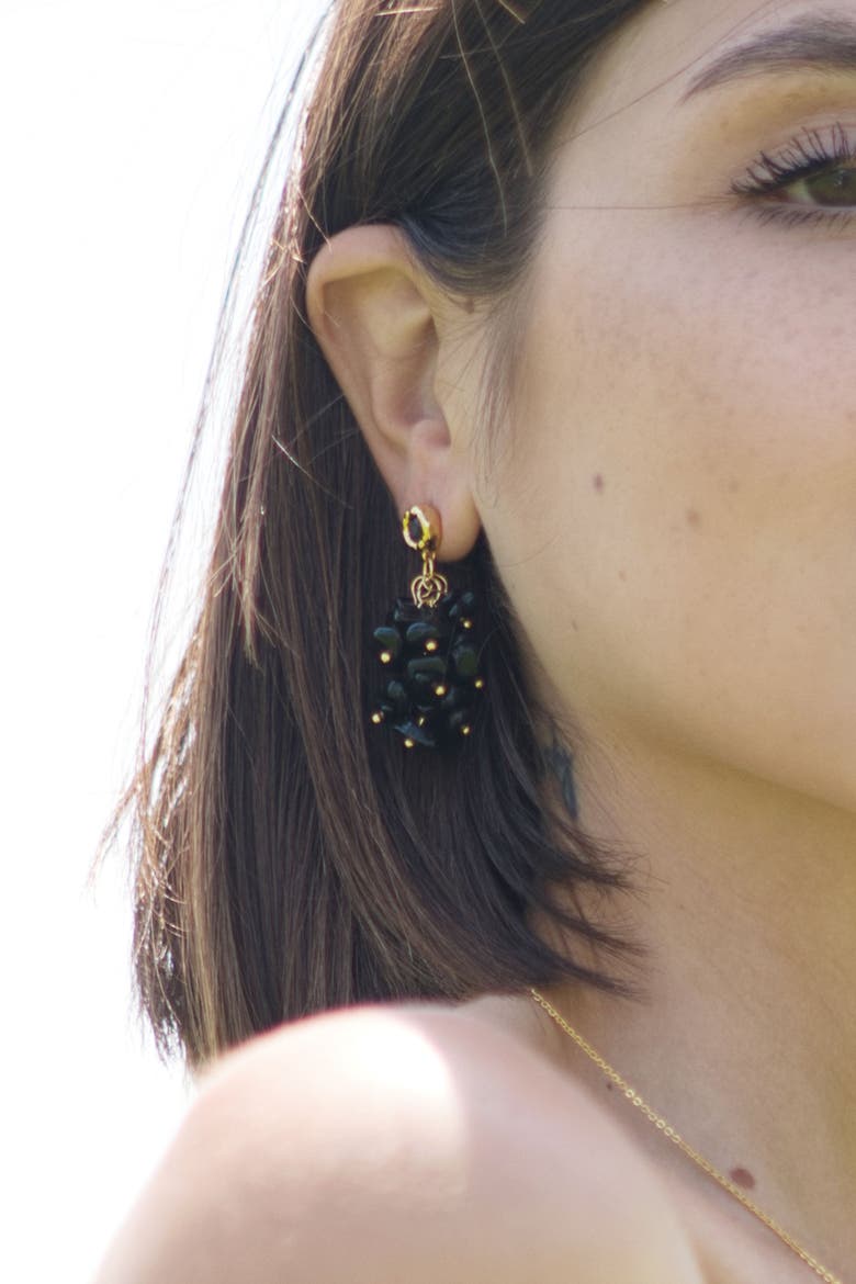 Melanie Obsidian Cascade Cluster Earrings, Alternate, color, Black