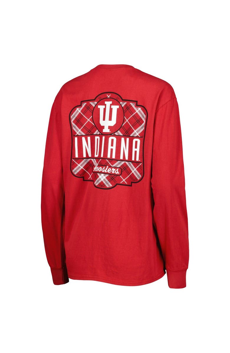 PRESSBOX Women's Pressbox Crimson Indiana Hoosiers Valencia Plaid 2-Hit Long Sleeve T-Shirt, Alternate, color, 