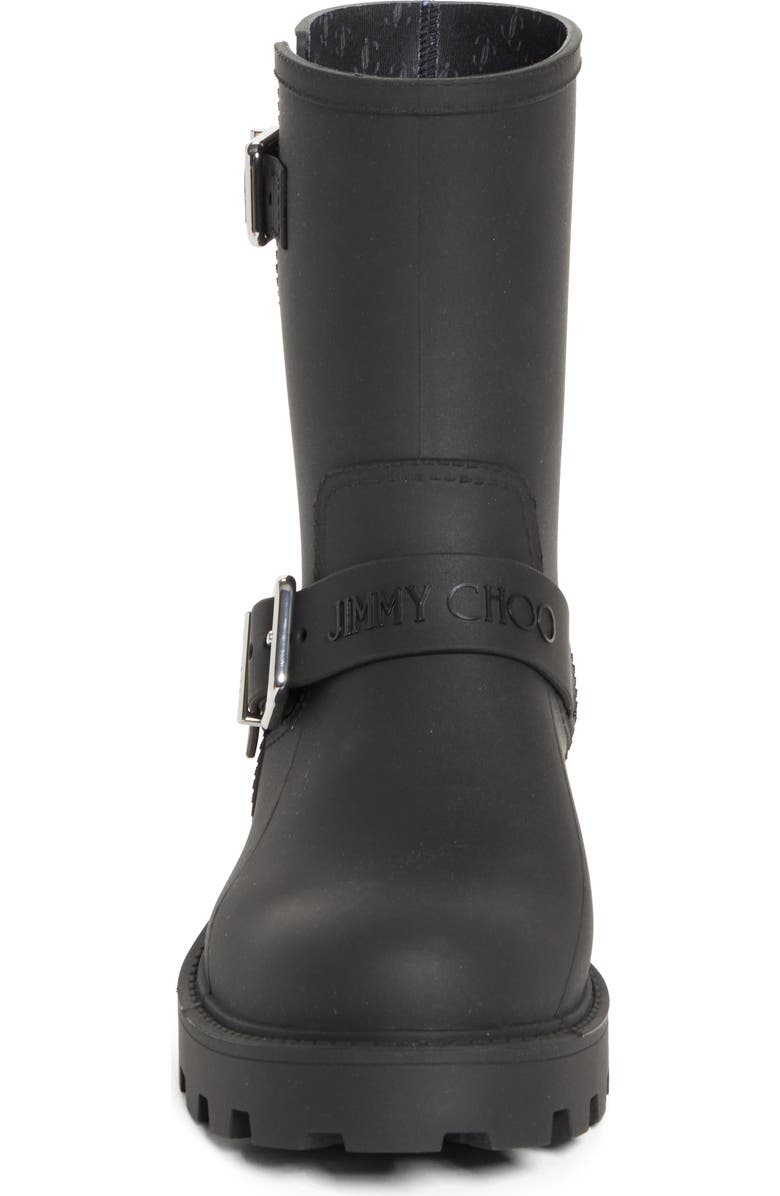 Jimmy Choo Biker Waterproof Rain Boot, Alternate, color, Black