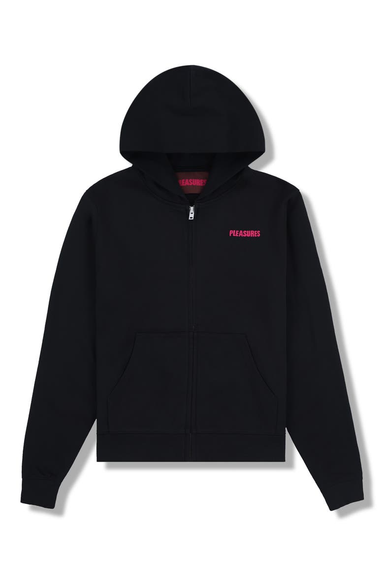 Spiders Fitted Graphic Zip Hoodie, Alternate, color, BLACK