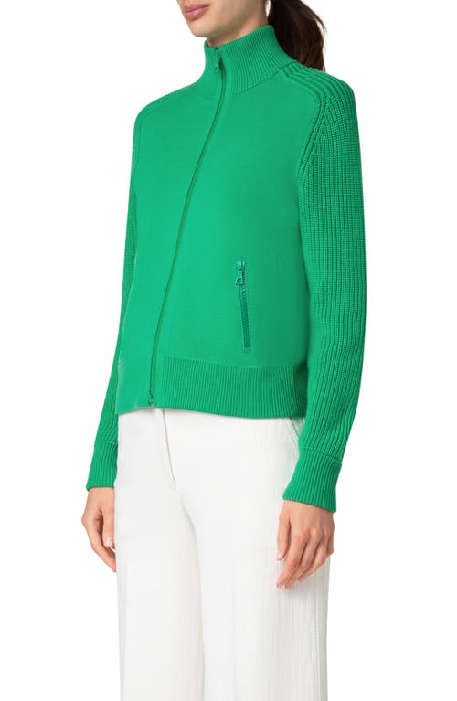 Akris Punto Stretch Merino Wool Bomber Cardigan In Sea Green