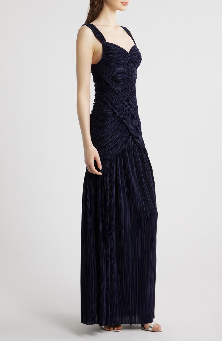 Black Halo Zia Plissé Gown, Alternate, color, Ink