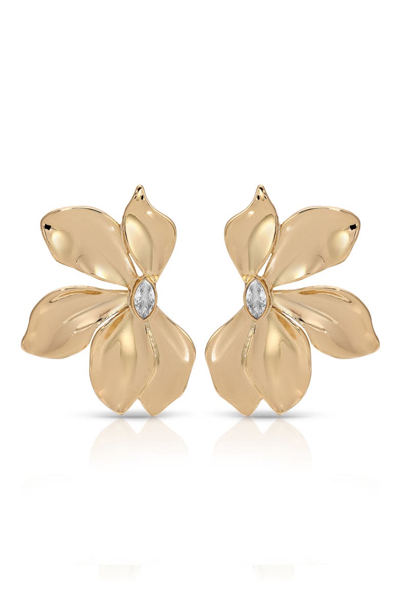 Crystal Bloom Statement Earrings, Alternate, color, GOLD