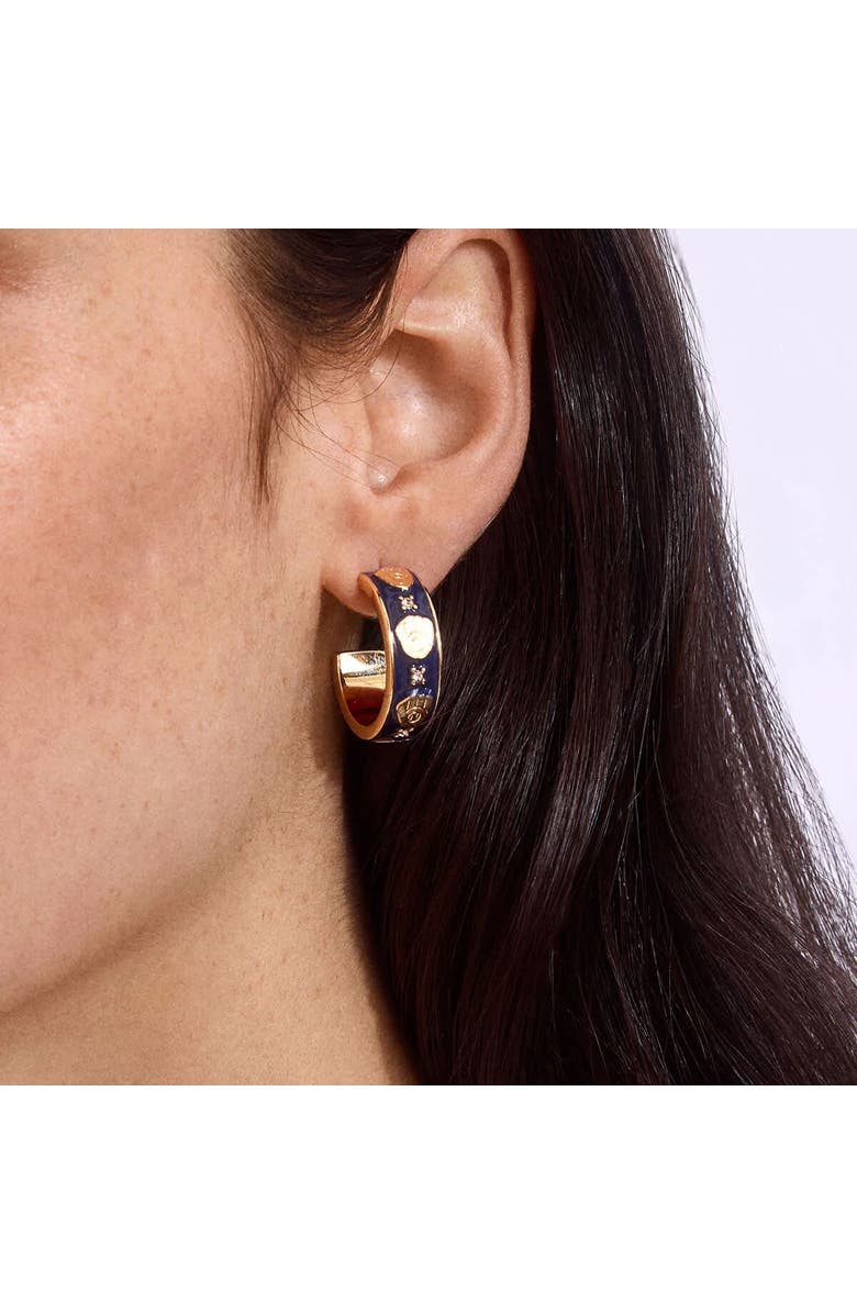 WEAR by Erin Andrews x BaubleBar Milwaukee Brewers Enamel Hoop Earrings, Alternate, color, 