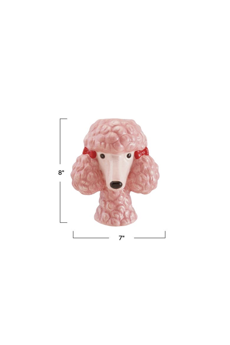 Dolomite Clay Poodle Vase with Whimsical Glazed Bows, Alternate, color, Multicolor