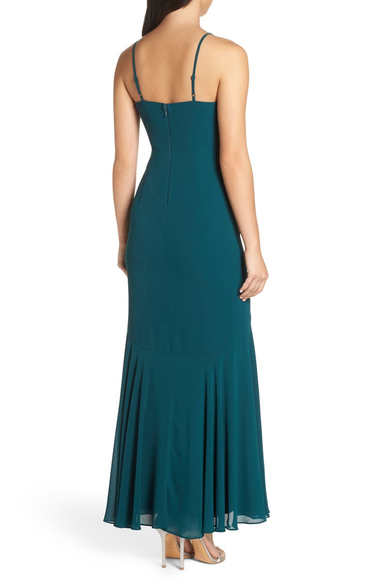Lulus V-Neck Chiffon Gown, Alternate, color, 