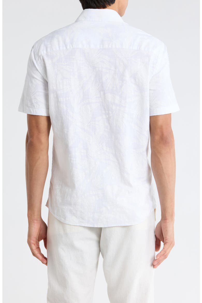 Makul Tonal Print Short Sleeve Stretch Cotton Button-Up Shirt, Alternate, color, WHITE
