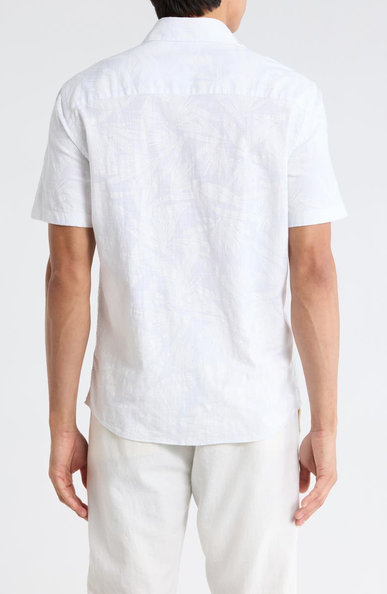 Robert Barakett Makul Tonal Print Short Sleeve Stretch Cotton Button-Up Shirt, Alternate, color, White