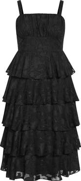 City Chic Daniela Tiered Ruffle Sleeveless Midi Dress