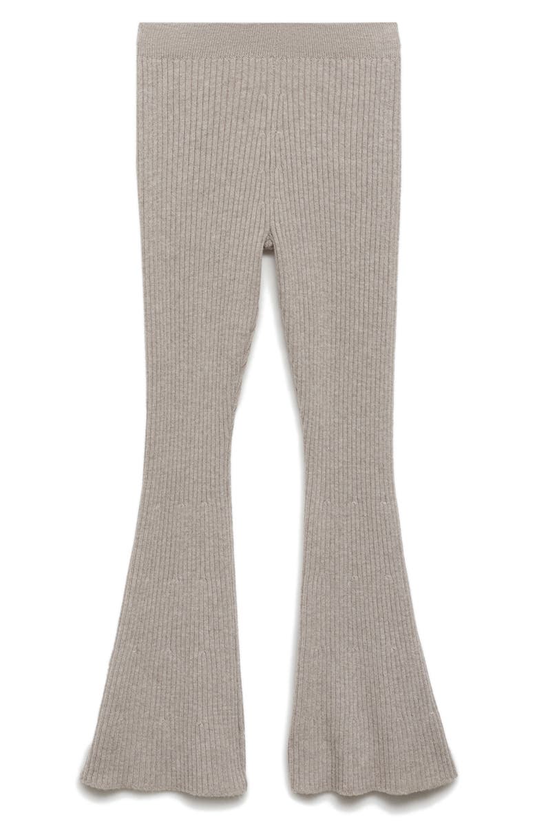 MANGO Rib Flare Leg Pants, Alternate, color, Light/ Pastel Grey