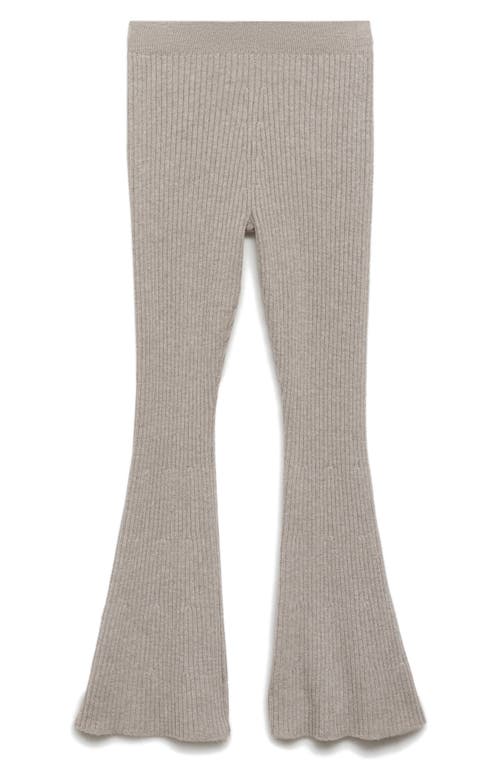 Mango Rib Flare Leg Pants In Light/pastel Grey