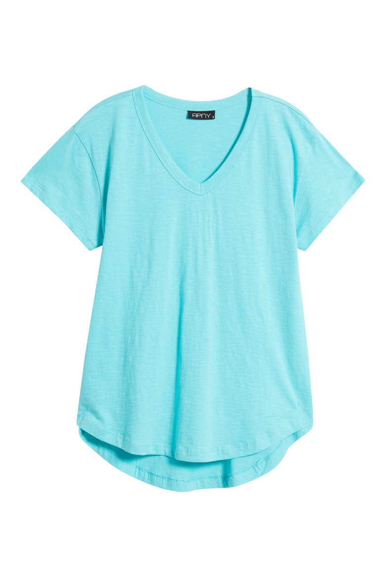 V-Neck High-Low T-Shirt, Alternate, color, BLUE RADIANCE