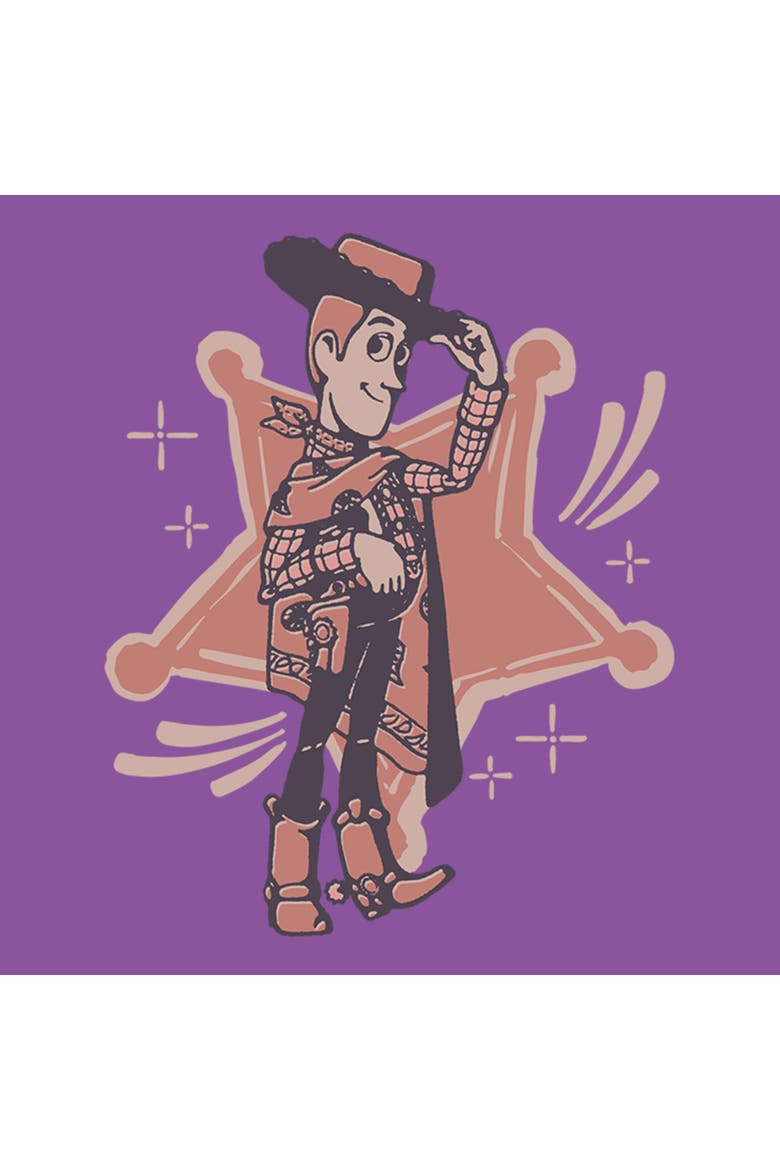Girl's Toy Story 5 I Am Woody Badge  Graphic T-Shirt, Alternate, color, Purple Berry
