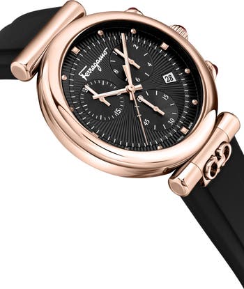 【FERRAGAMO】Ora Bracelet Watch ブラック文字盤 40mm FERRAGAMO Ora Silicone Strap Watch, 40mm | Nordstromrack