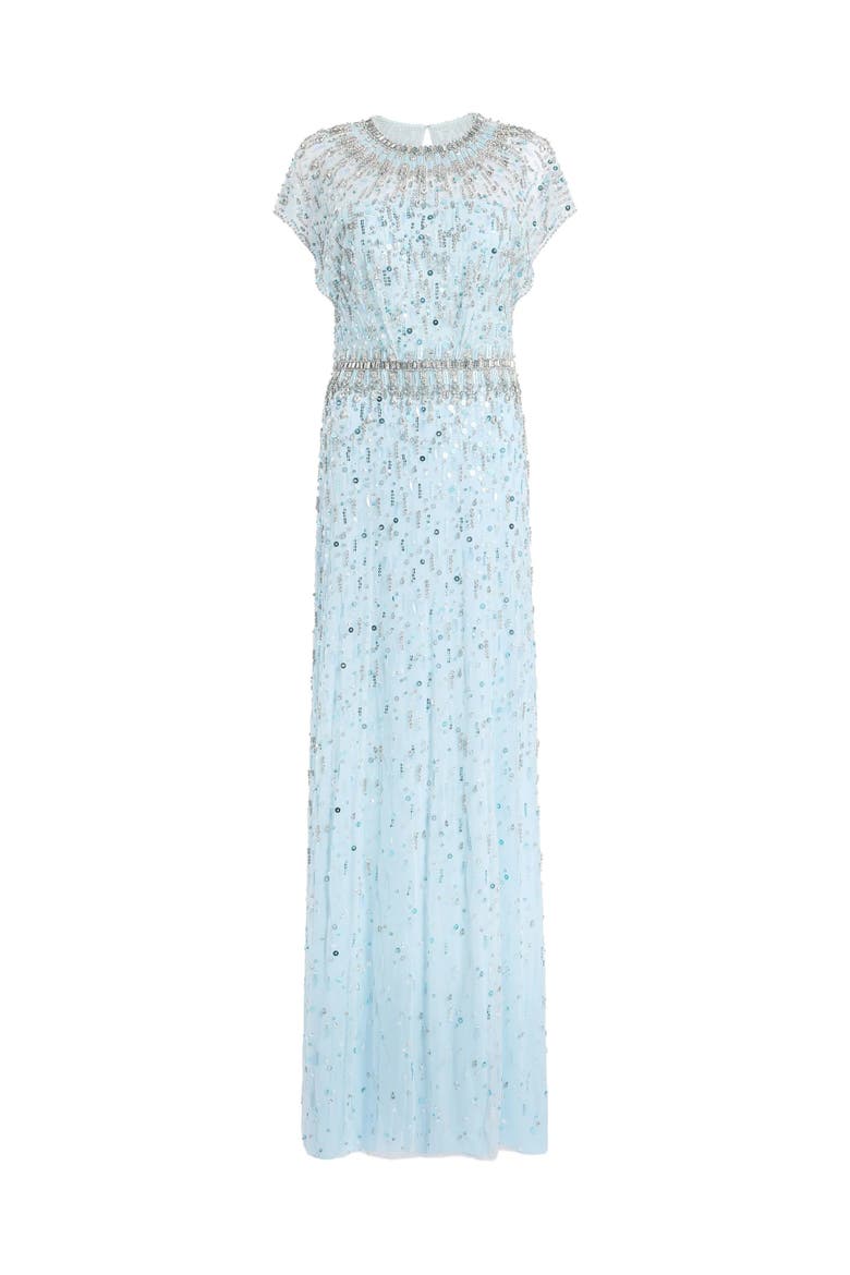 Lauretta Embellished Maxi Dress, Main, color, Winter Blue