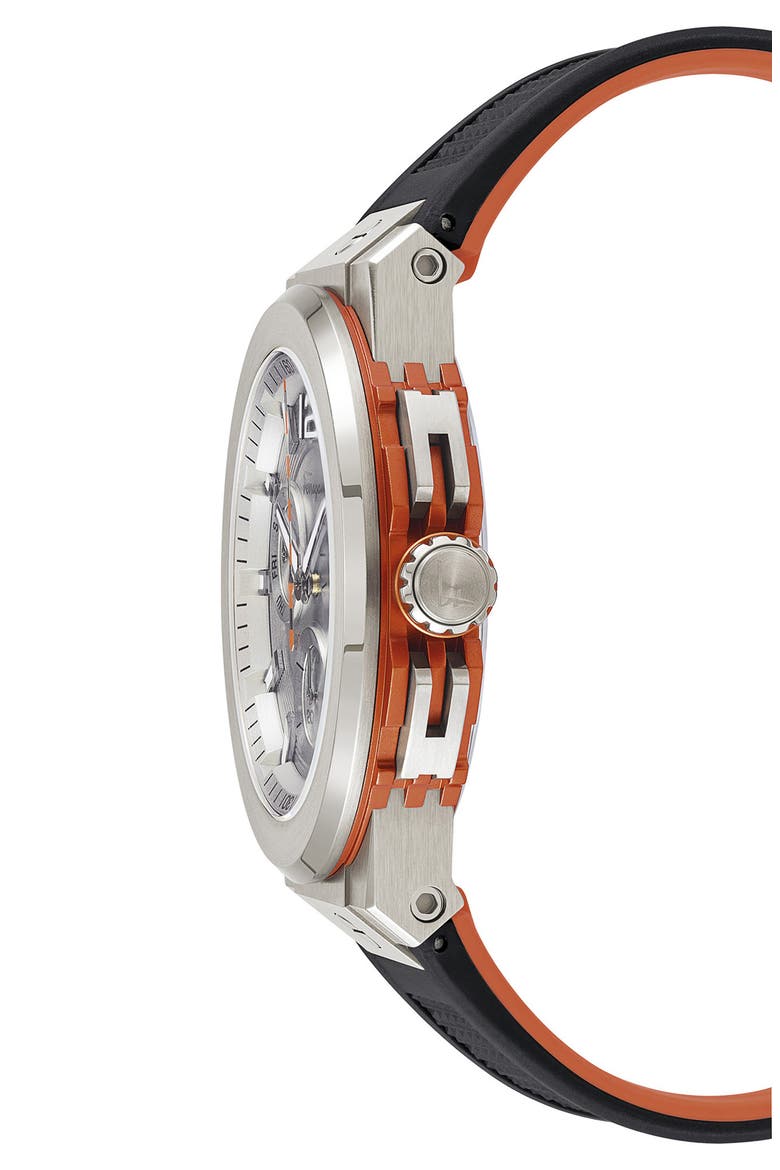 F-80 Titanium Tech Chronograph Silicone Strap Watch, 44mm, Alternate, color, TITANIUM BLACK/ SILVER