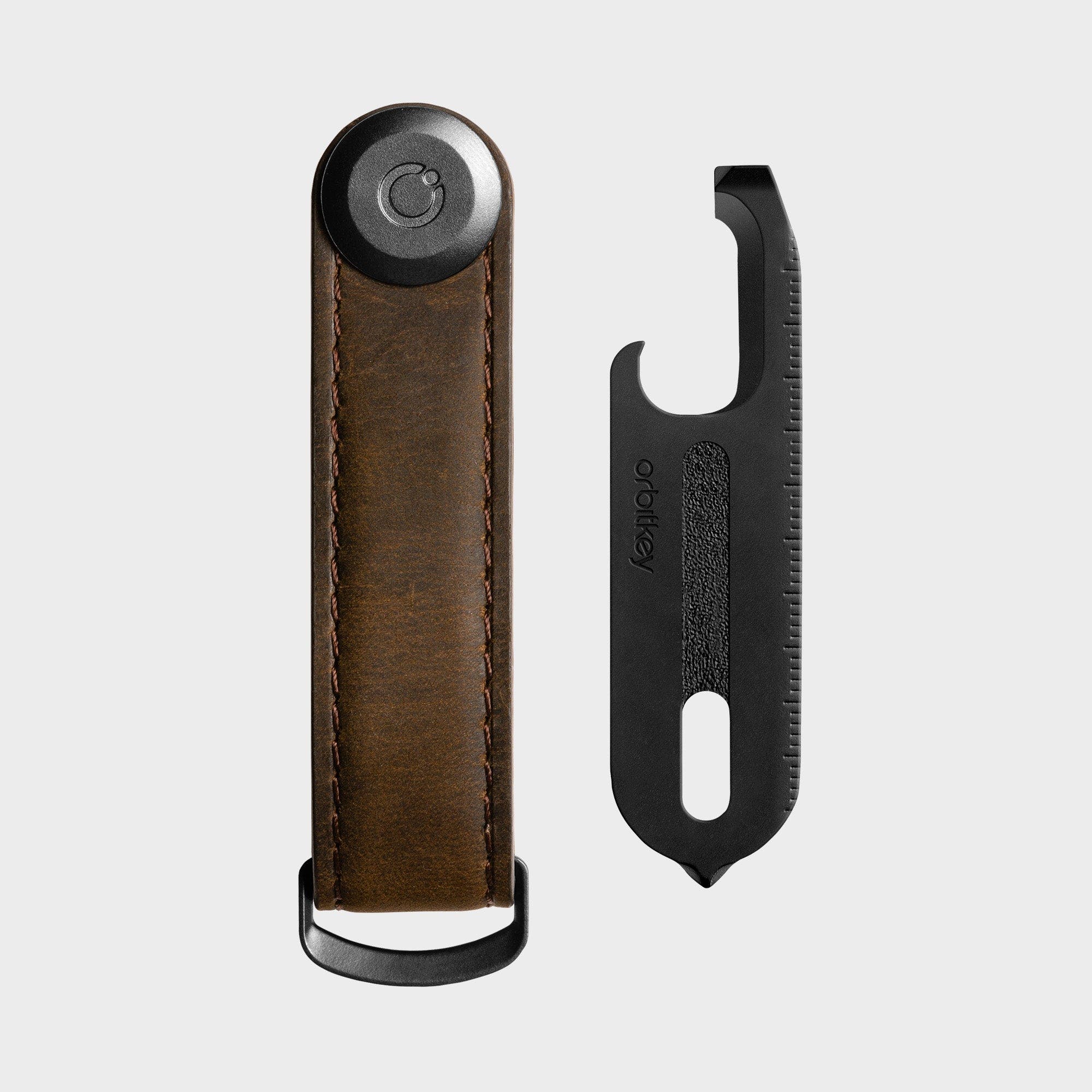 Orbitkey CrazyHorse Key Organiser + Multitool v2 Set, Alternate, color, Oak Brown
