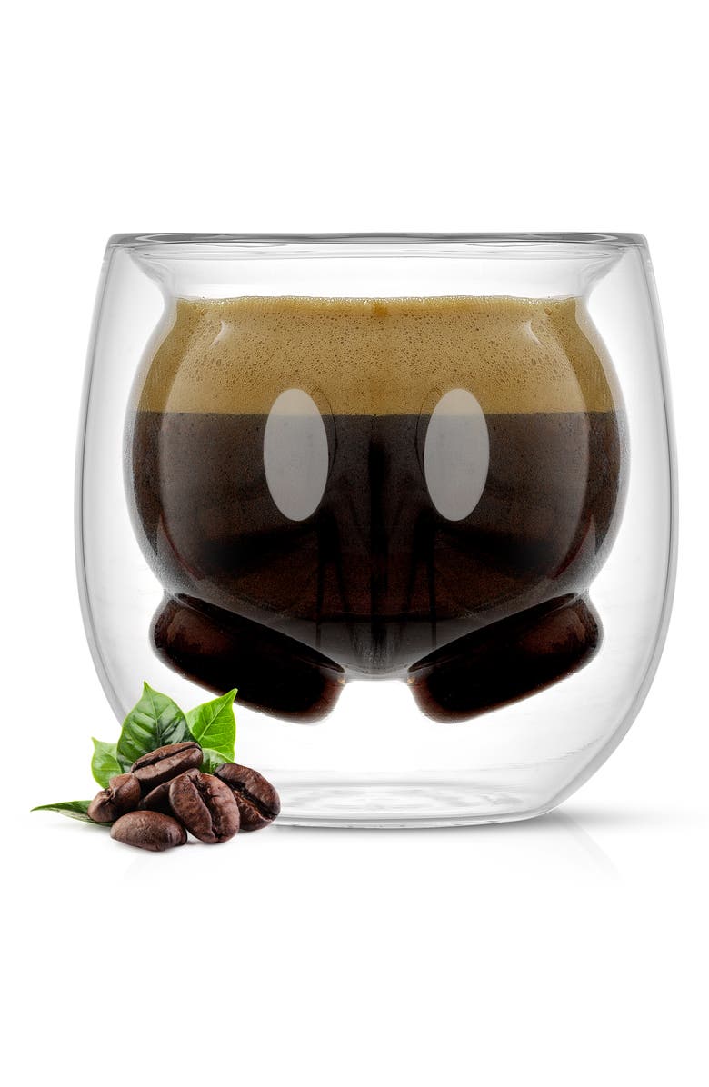 JoyJolt x Disney<sup>®</sup> Set of 2 Mickey & Minnie Double Walled Glass Espresso Cups, Alternate, color, Clear