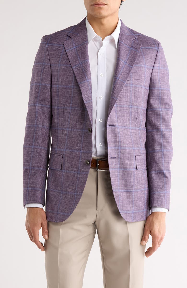 Peter Millar Plaid Wool Blend Sport Coat, Main, color, Purple
