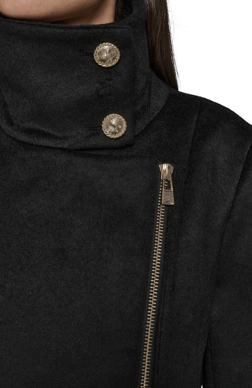 Karl Lagerfeld Paris Wool Blend Fit & Flare Coat In Black