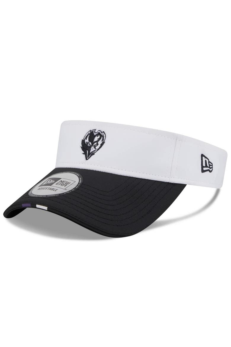 Men's New Era  White/Black Baltimore Ravens 2025 NFL Training Camp Adjustable Visor, Main, color, White