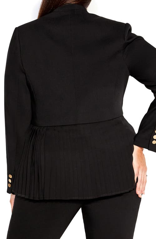 City Chic Holly Removable Pleated Hem Jacket In Black