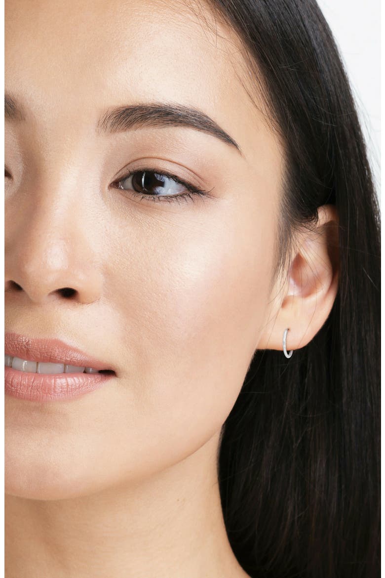14K White Gold 13mm Hoop Earrings, Alternate, color, WHITE GOLD