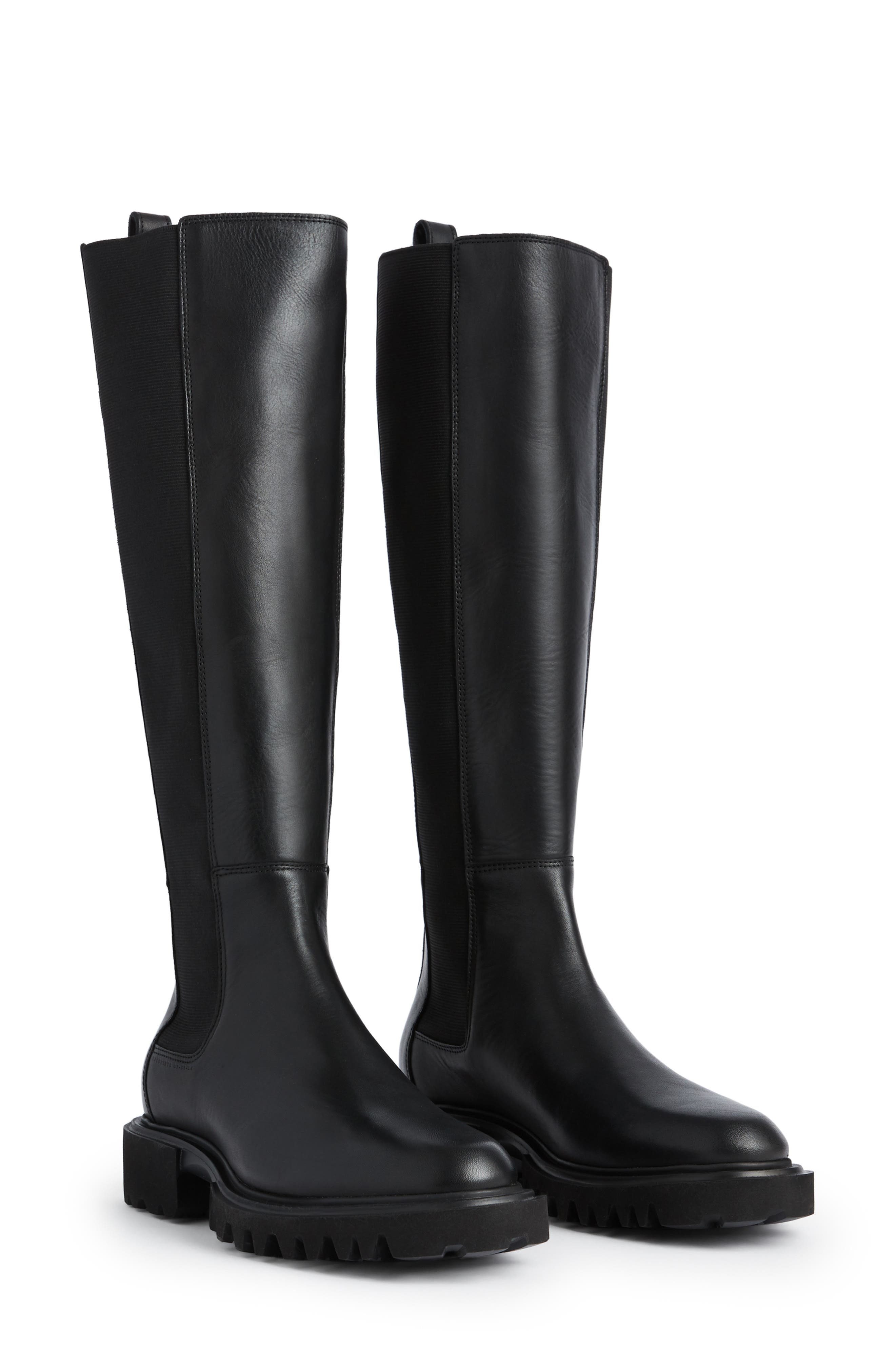 AllSaints Maeve Knee High Boot, Main, color, Black