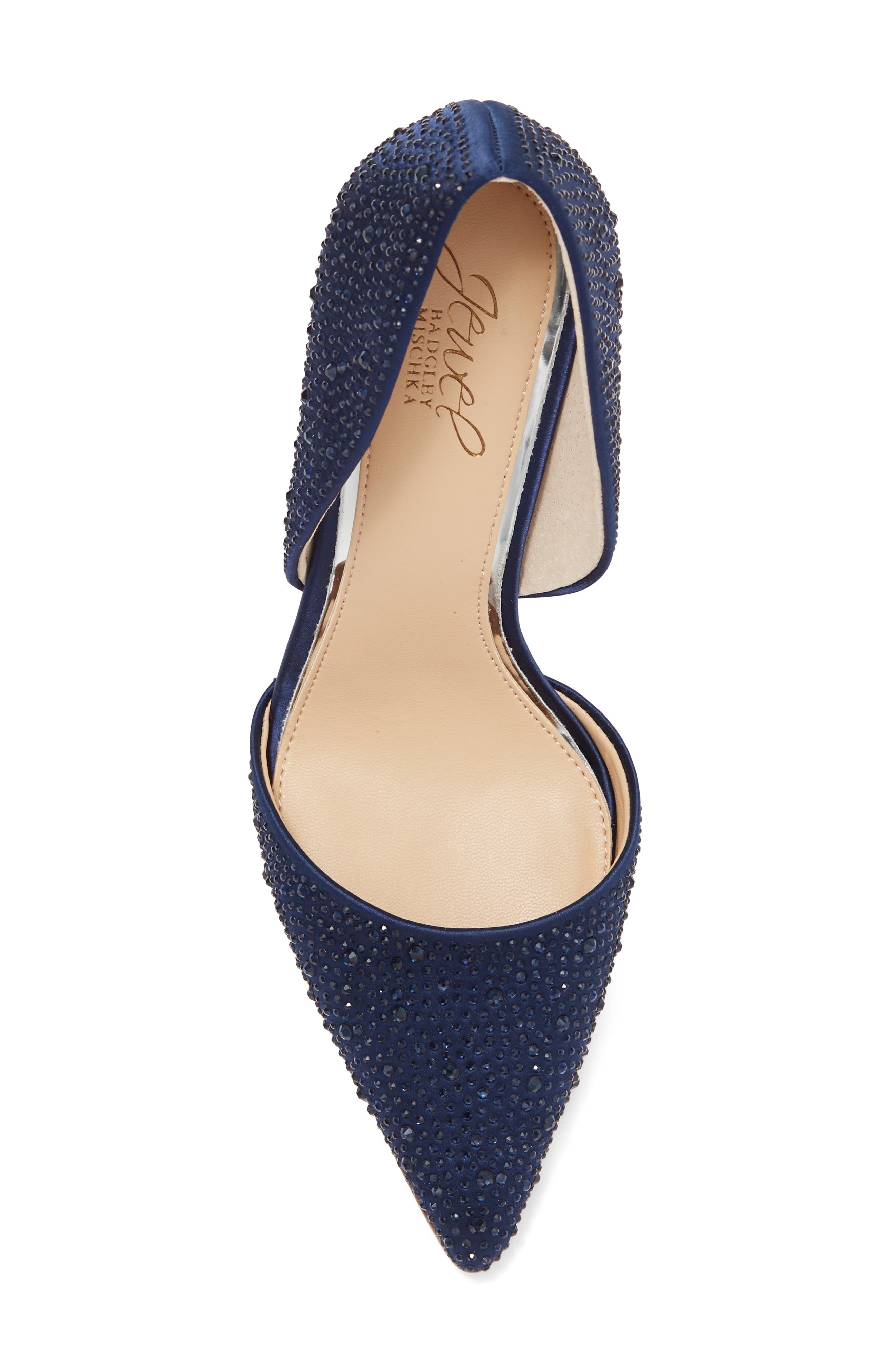 Justise Embellished Satin d'Orsay Pump, Alternate, color, NVYSAT