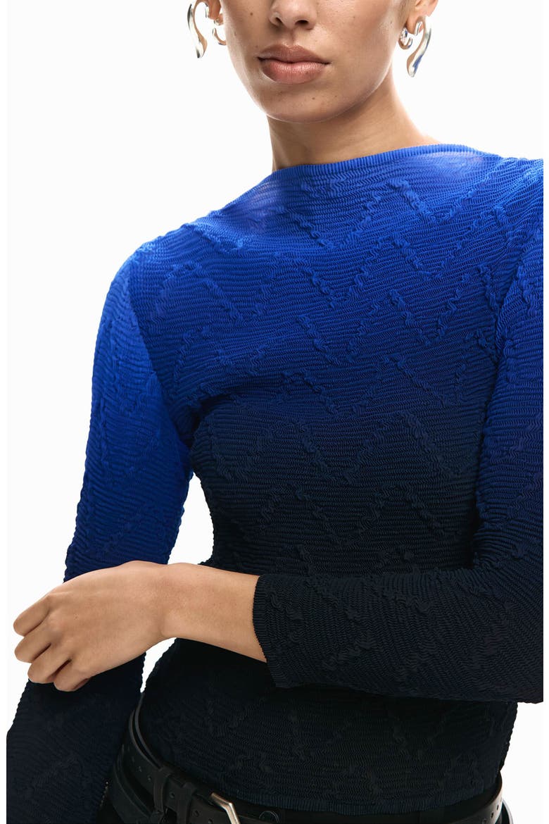 Ombré Texture Knit Top, Alternate, color, KLEIN BLUE