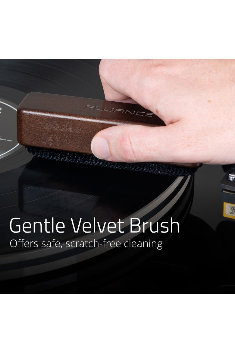Vinyl Record Cleaning Kit with Anti-Static, Velvet & Stylus Brushes, Alternate, color, Natural Walnut