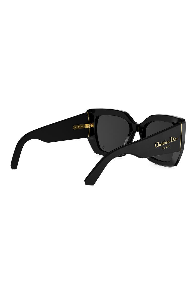 'DiorOmbre S2I 54mm Square Sunglasses, Alternate, color, SHINY BLACK / SMOKE