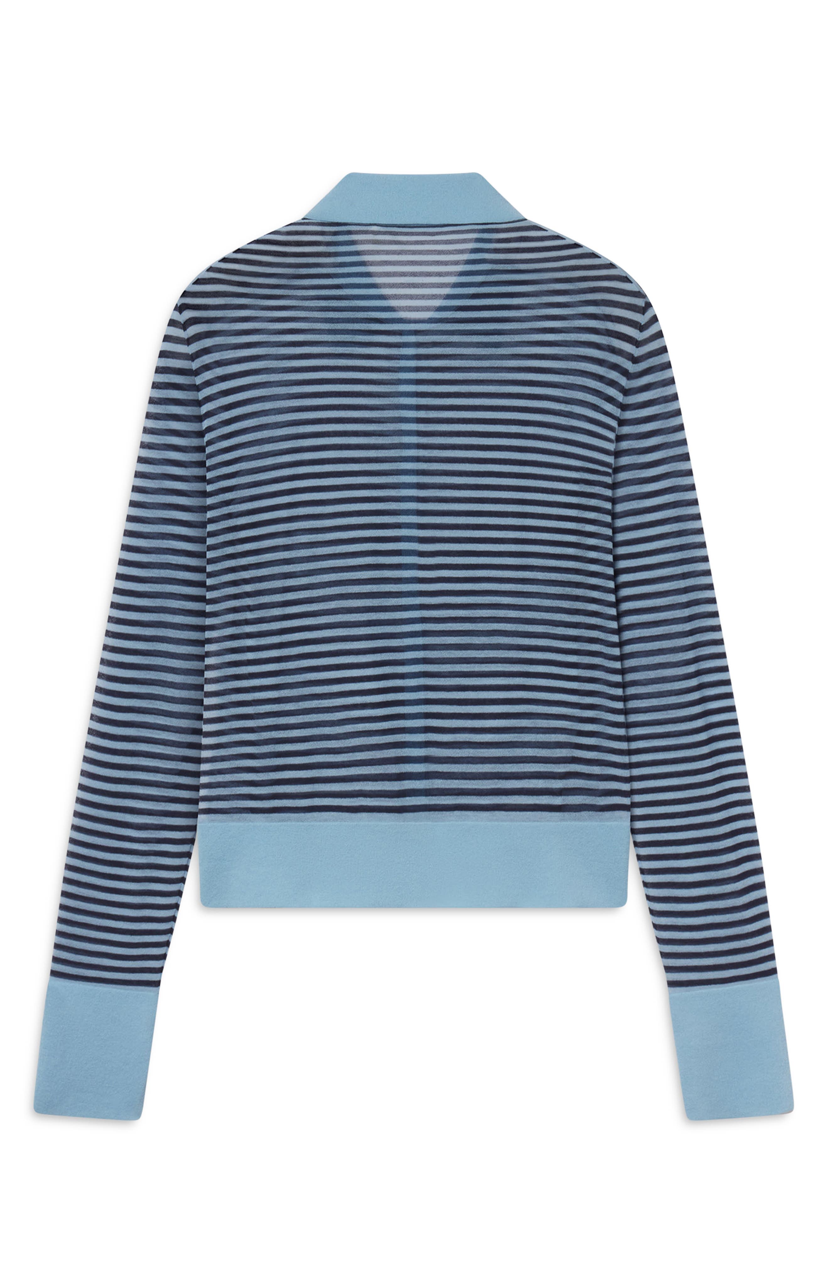 The Collared Stripe Cottpn Blend Cardigan - image 2