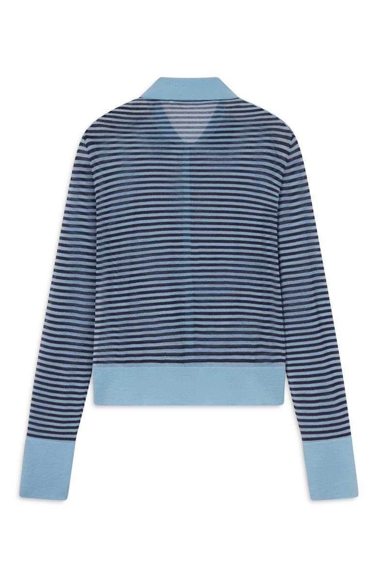 The Collared Stripe Cottpn Blend Cardigan, Alternate, color, POWDER BLUE MULTI
