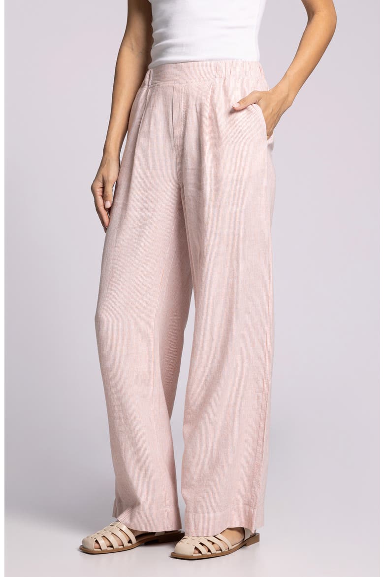Anastasia Linen Blend Wide Leg Pants, Alternate, color, WHITE/ CLAY