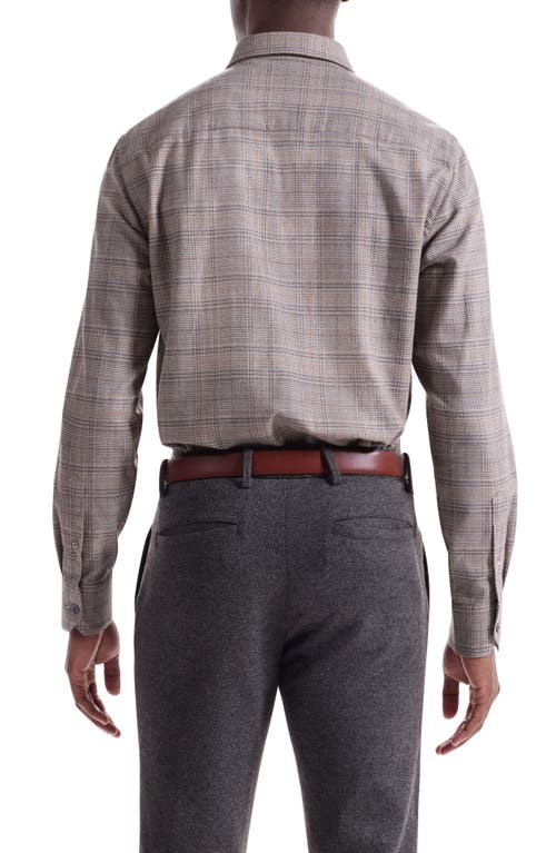 Bugatchi Julian Shaped Fit Plaid Cotton & Wool Button-up Shirt In Brown