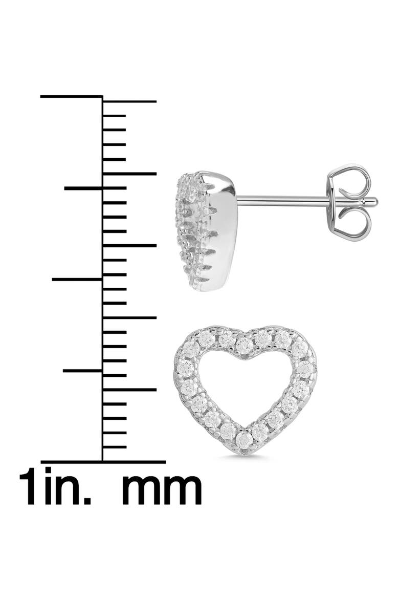 Kids' Cubic Zirconia Open Heart Stud Earrings, Alternate, color, WHITE