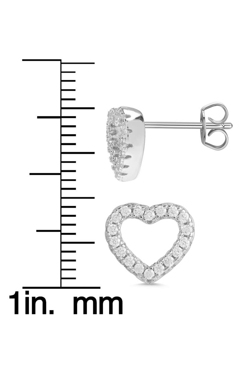 Lily Nily Kids' Cubic Zirconia Open Heart Stud Earrings, Alternate, color, White