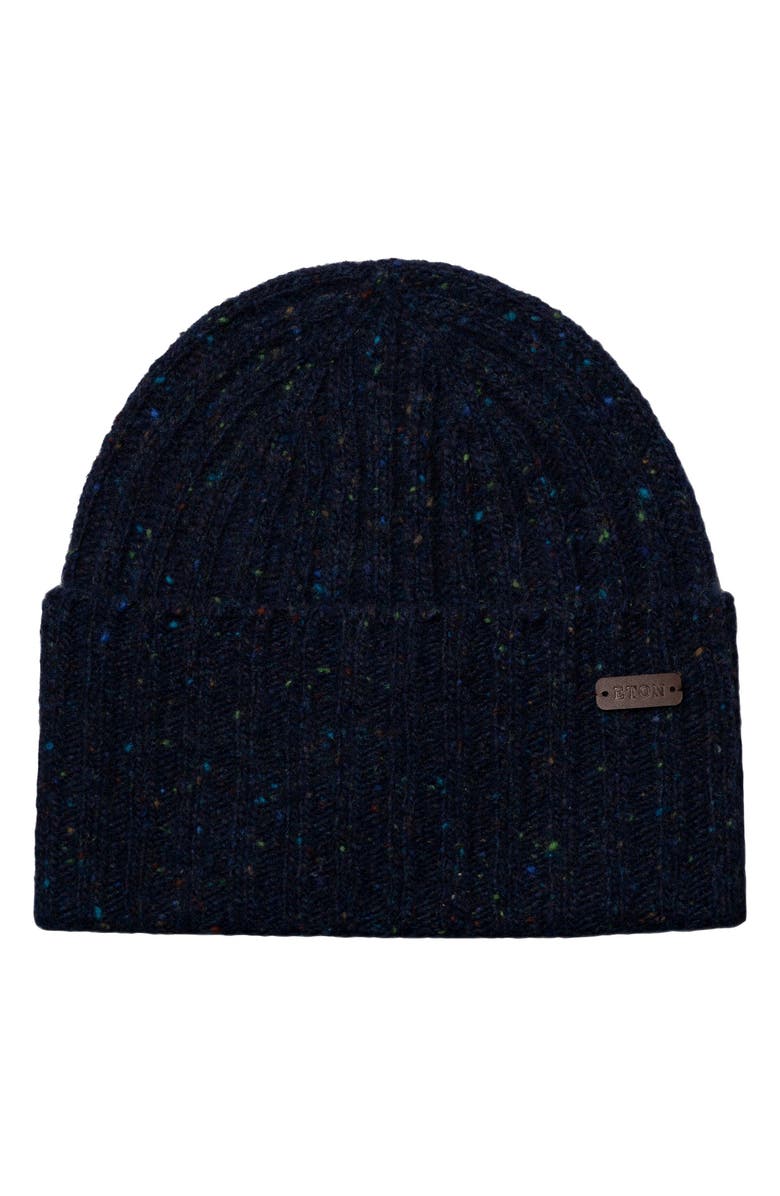 Eton Donegal Wool Blend Beanie, Main, color, Dark Blue