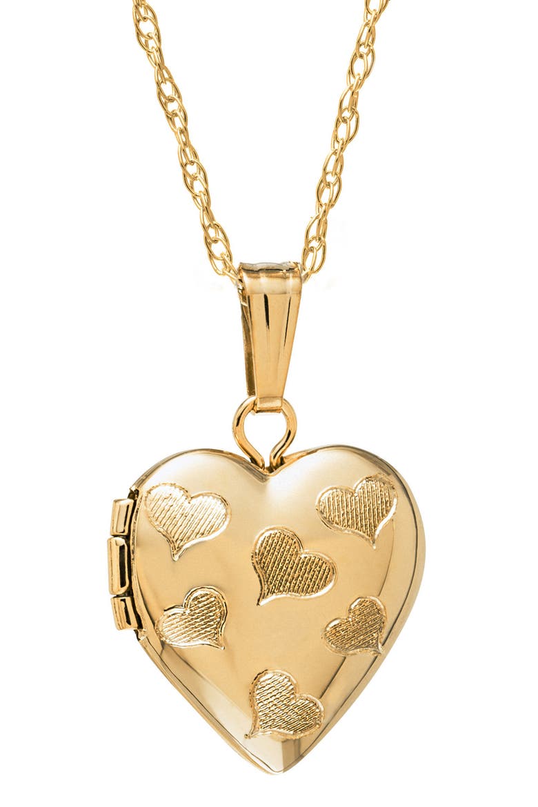 14k Gold Heart Locket Necklace, Main, color, GOLD