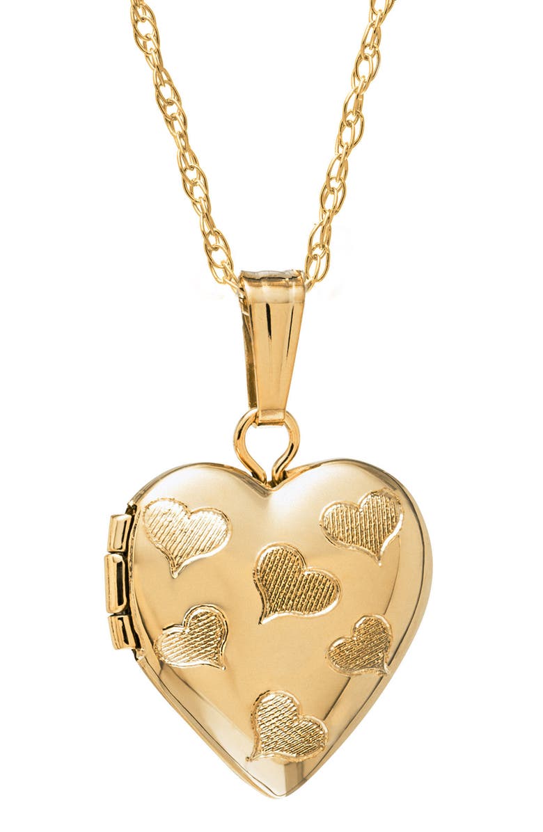 Mignonette 14k Gold Heart Locket Necklace, Main, color, Gold