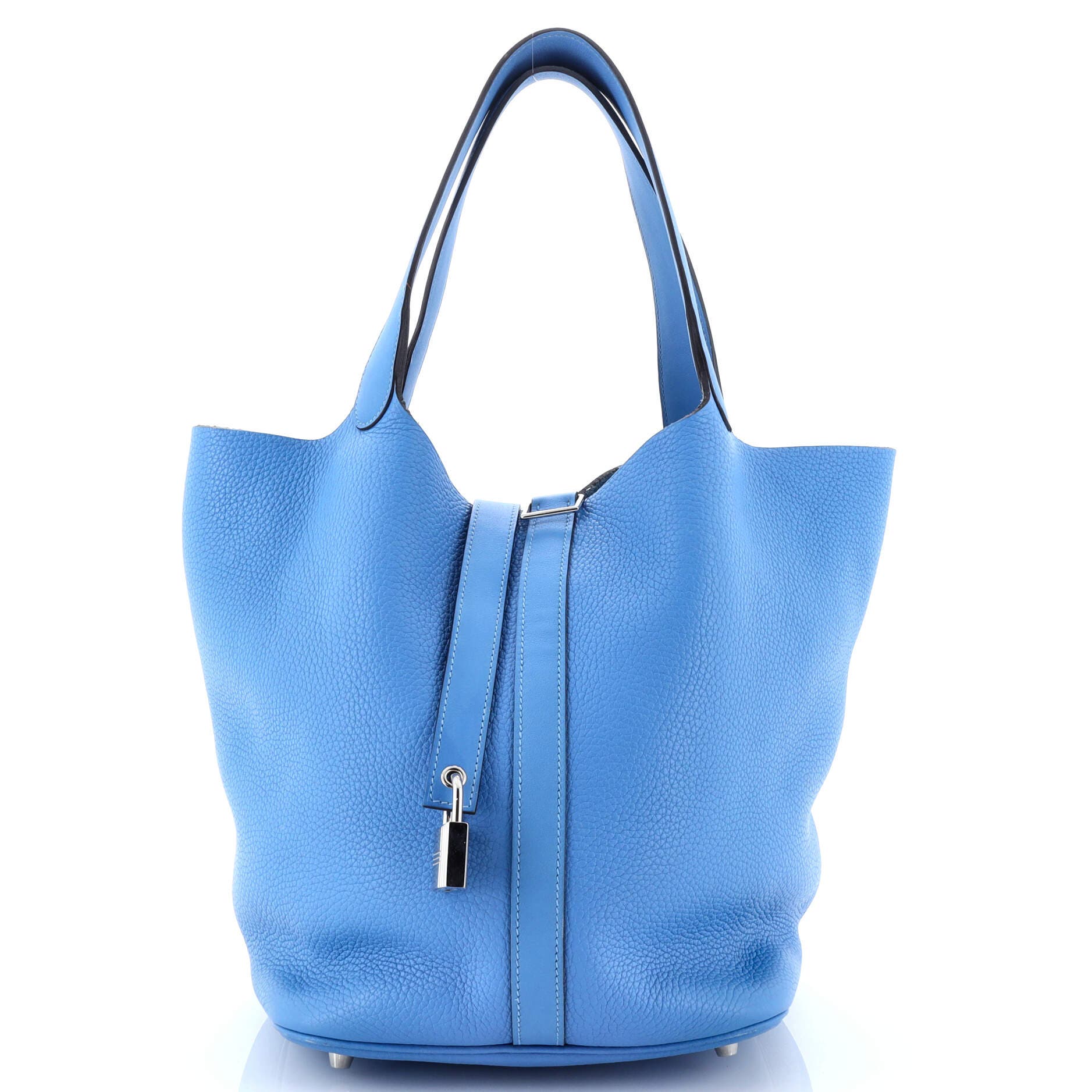 Pre-Owned Hermes Picotin Lock Bag Clemence with Swift GM, Main, color, Bleu Paradis