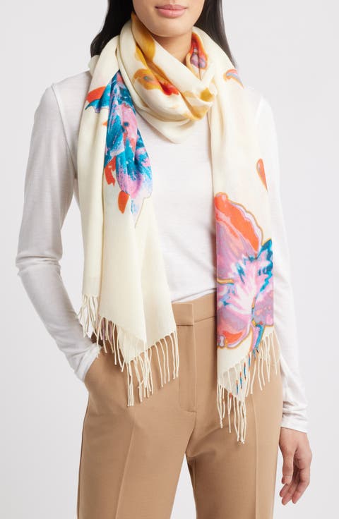 Printed Wool & Cashmere Tissue Wrap