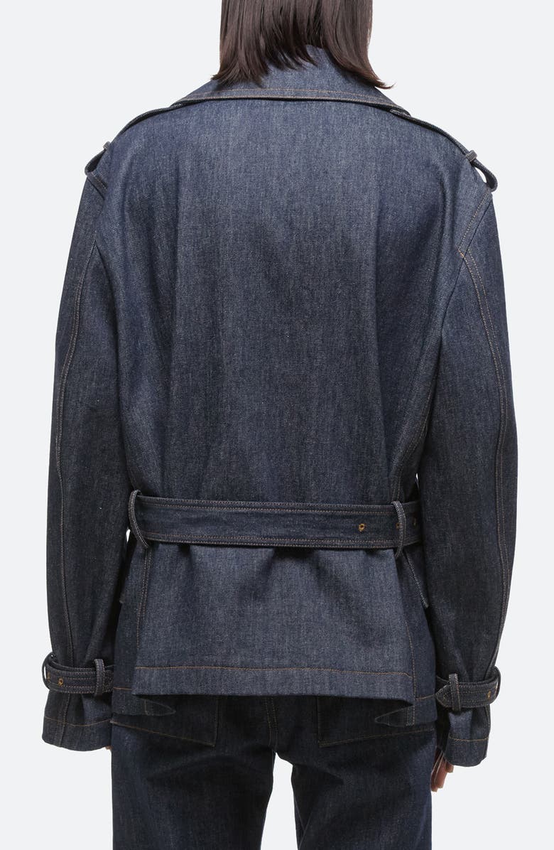 Helmut Lang CR Rider Arch Belted Denim Trench Jacket, Alternate, color,