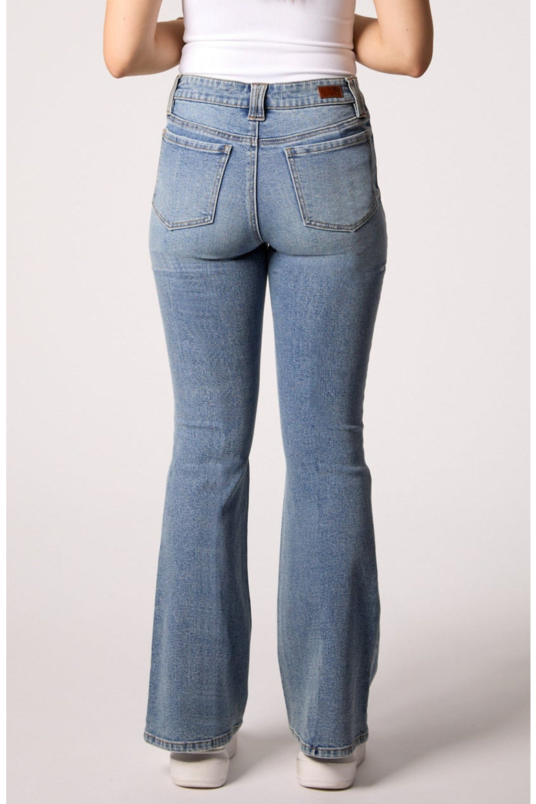 Maya Mid Rise Seamed Bootcut Jeans, Alternate, color, Med Tel Aviv