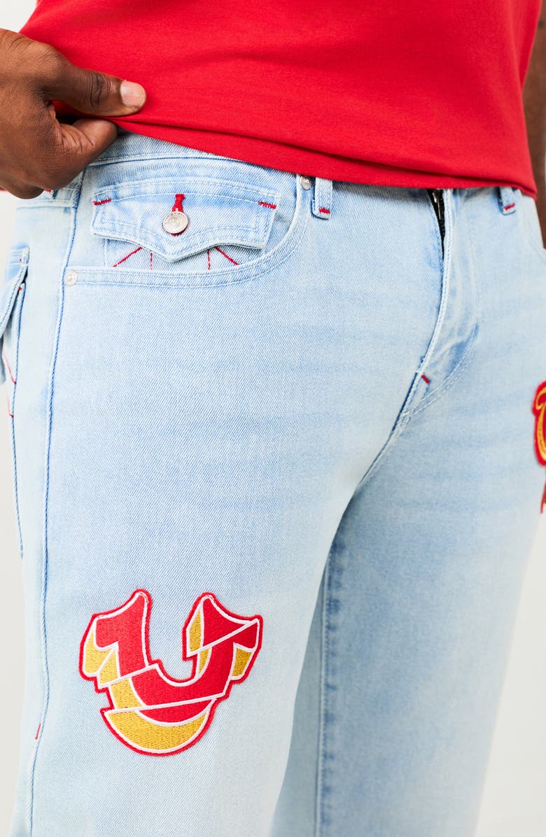 True Religion Geno Flap Embroidered Patch Jeans, Alternate, color, Light Journey