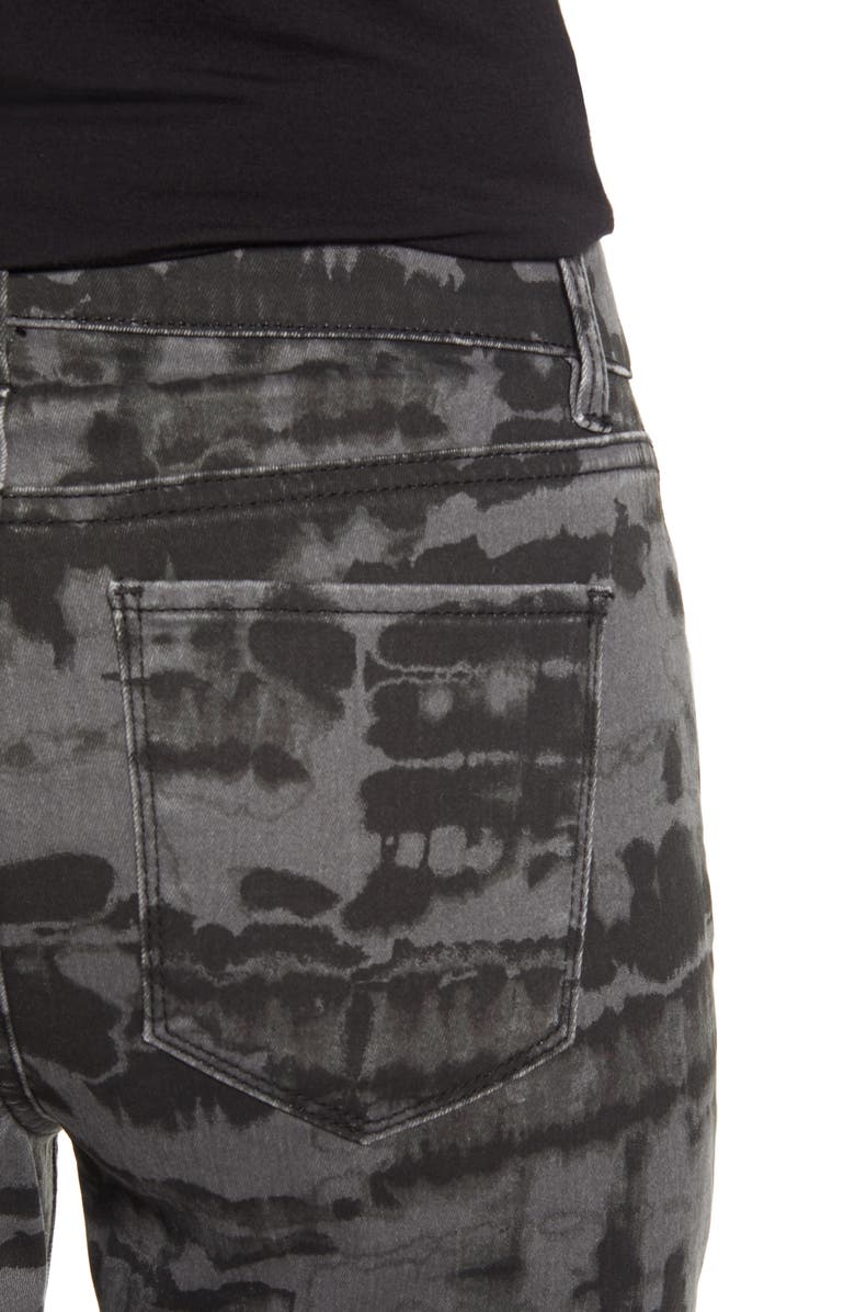 Tinsel Tie Dye Fray Hem Skinny Jeans, Alternate, color, 